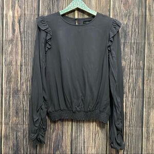 Mustard Seed grey Ruffle Blouse